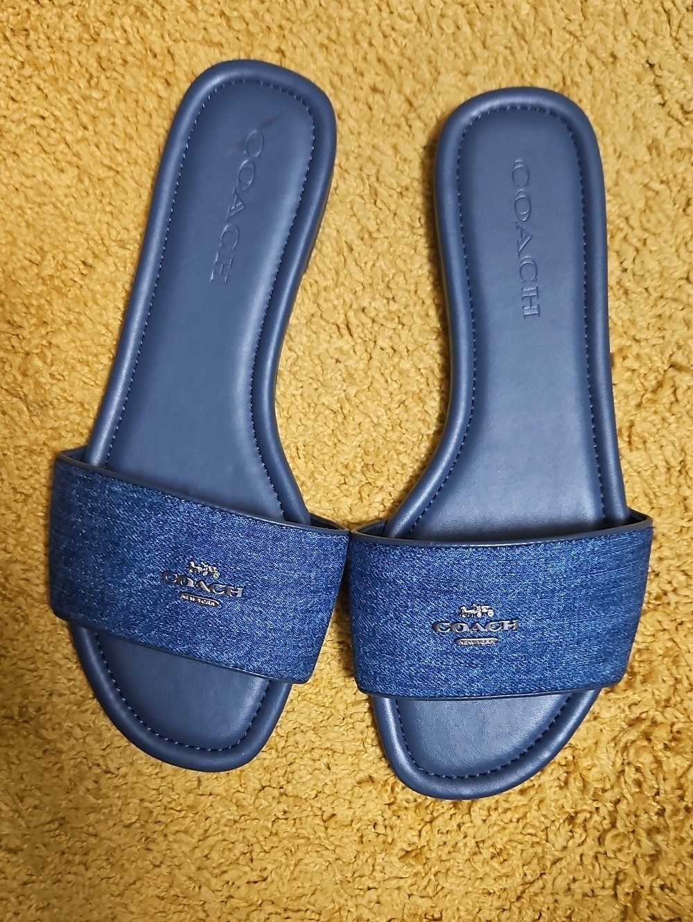 COACH Denim-Style Navy Slide Sandals - Picture 4 of 5